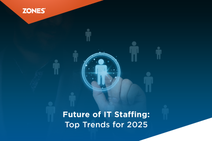 An infographic showcasing the key trends in IT staff augmentation for 2025, including advanced remote work technologies, AI expertise, cybersecurity, specialized skill sets, diversity and inclusion, upskilling, ethical staffing practices, and agile development teams. These trends highlight the evolving landscape of IT staffing and its impact on business agility and innovation