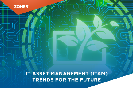 Visual representation of key ITAM trends for 2025, including hybrid IT, sustainability, and cybersecurity.