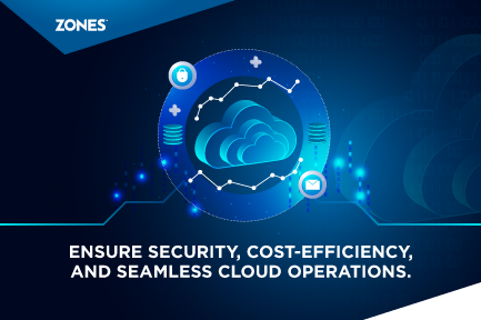 Illustration showing cloud security and compliance measures implemented by Zones for seamless operations